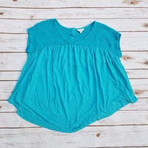 Turquoise Blue Crochet Detail Blouse